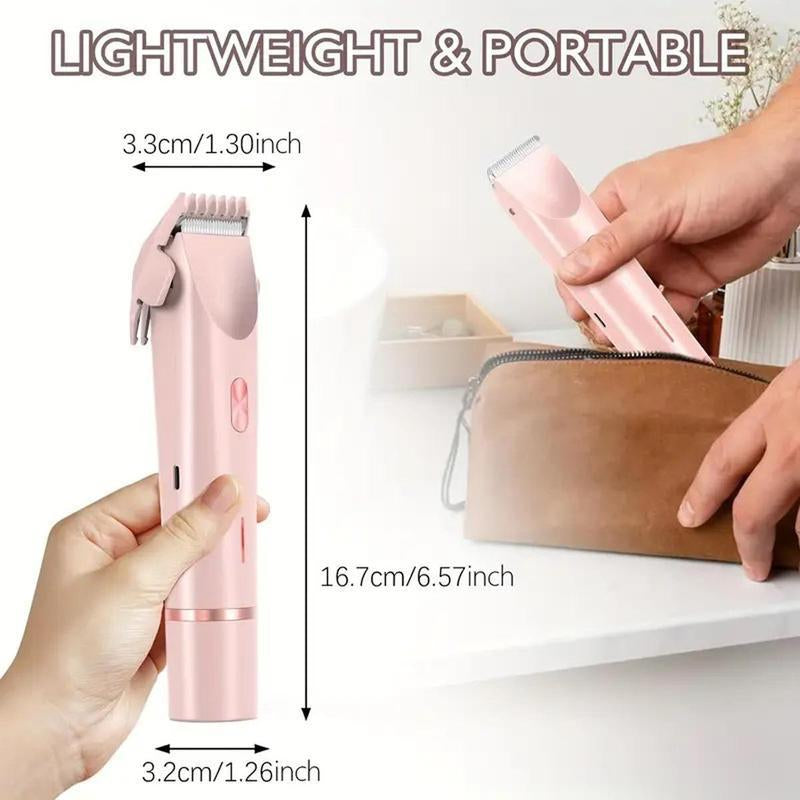 Selectedsky Bikini Trimmer for Women, Electric Shaver and Razor Rechargeable 2-In-1 Body and Facial Epilator, Dual Heads for Painless Trimming of Pubic Hair, Face, Underarms and Legs, Summer Gift