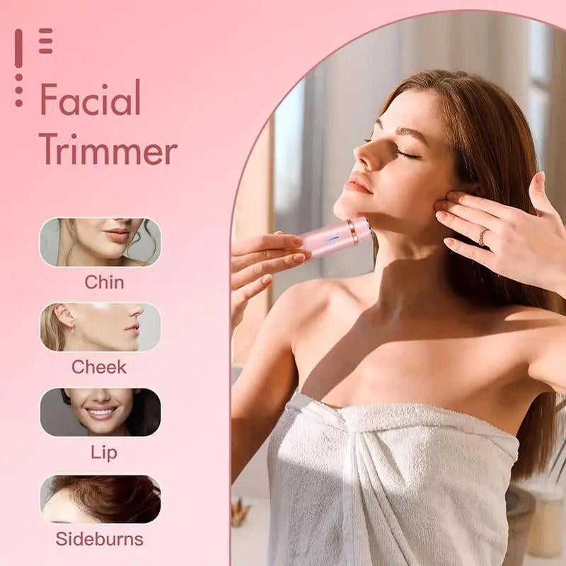 Selectedsky Bikini Trimmer for Women, Electric Shaver and Razor Rechargeable 2-In-1 Body and Facial Epilator, Dual Heads for Painless Trimming of Pubic Hair, Face, Underarms and Legs, Summer Gift
